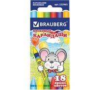 Восковые карандаши BRAUBERG ПИФАГОР 18 цветов 222963