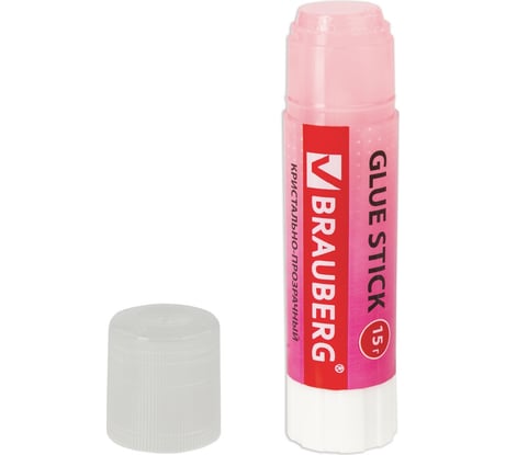 Клей-карандаш BRAUBERG COLOR Crystal 15 г, прозрачный, ассорти 227969