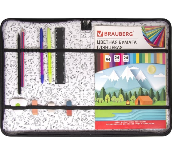 Папка для труда BRAUBERG Basketball А4, с ручкой,1 отделение, органайзер, молния вокруг 270344