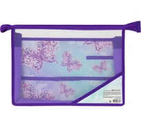 Папка для труда BRAUBERG Butterfly А4, 2 отделения, пластик, молния сверху, органайзер 229133