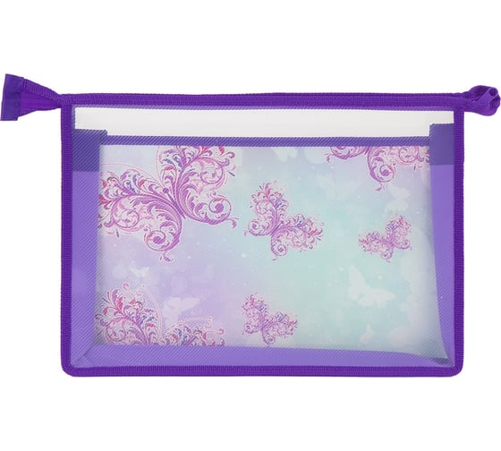 Папка для труда BRAUBERG Butterfly А4, 2 отделения, пластик, молния сверху, органайзер 229133