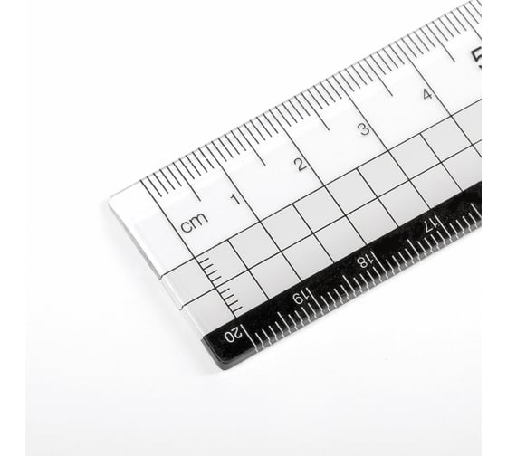 Линейка BRAUBERG 24 шт в упаковке, пластик 20 см, прозрачная черно-белая печать, европодвес 210742