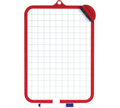 Двусторонняя доска для рисования ПИФАГОР с маркером и губкой 185х260 мм, клетка, подвес 236897
