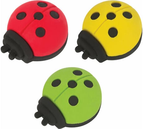 Набор фигурных ластиков ПИФАГОР Божья коровка 3 шт, 30х24х15 мм, цвет ассорти 222480