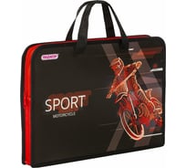 Папка ПИФАГОР Sport motorcycle с ручками А4, 1 отделение, пластик, молния сверху, 40 мм 270332