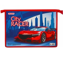 Папка для тетрадей ПИФАГОР CITY RACER А4, 1 отделение, картон, молния сверху 229094
