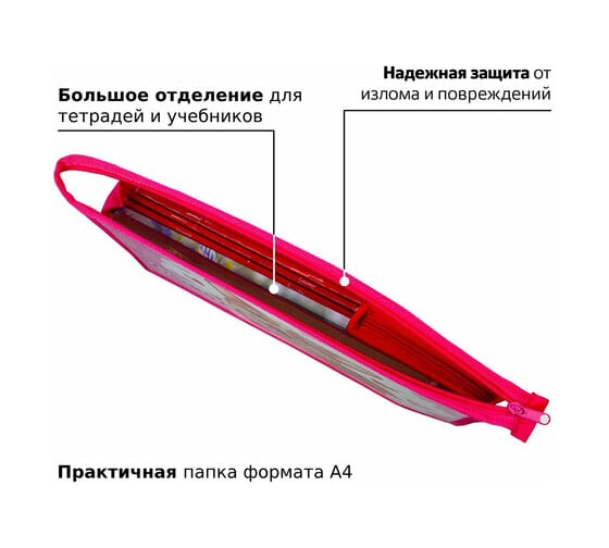 Папка для тетрадей ПИФАГОР KORGI А4, 1 отделение, картон, молния сверху 229102