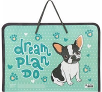 Папка для труда ПИФАГОР Bulldog с ручками А4, пластик, молния вокруг, органайзер 270157