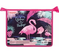 Папка для тетрадей ПИФАГОР Pink Flamingo А5, 1 отделение, пластик, молния сверху 270133