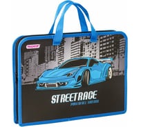 Папка ПИФАГОР SuperCar с ручками А4, 1 отделение, пластик, молния сверху, 40 мм 270331