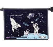 Папка для тетрадей ЮНЛАНДИЯ Space А4, 1 отделение, картон/пластик, конгрев, молния сверху 270107