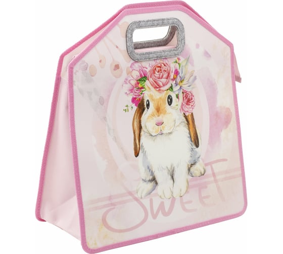 Папка ЮНЛАНДИЯ Sweet Bunny с ручками 1 отделение, 35x34x13 см, молния сверху 270349