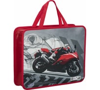 Папка ЮНЛАНДИЯ Moto с ручками А4, 1 отделение, пластик, молния сверху, 75 мм 270121