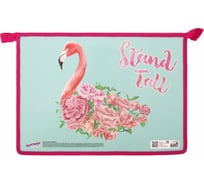 Папка для тетрадей ЮНЛАНДИЯ Flamingo А4, 1 отделение, картон/пластик, глиттер, молния сверху 270104