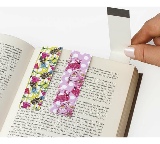 Закладки для книг ЮНЛАНДИЯ ТРОПИКИ с магнитом, набор 6 шт, блестки, 25x196 мм 111637