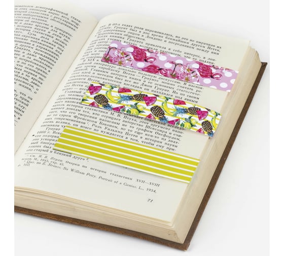 Закладки для книг ЮНЛАНДИЯ ТРОПИКИ с магнитом, набор 6 шт, блестки, 25x196 мм 111637