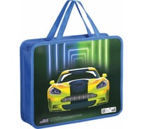 Папка ЮНЛАНДИЯ Neon car с ручками А4, 1 отделение, пластик, молния сверху, 75 мм 270118