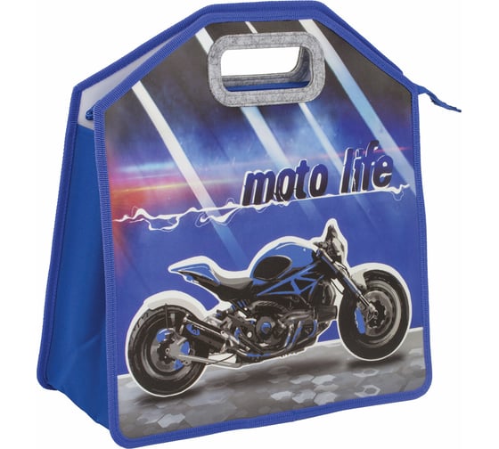 Папка ЮНЛАНДИЯ Motolife с ручками 1 отделение, 35x34x13 см, молния сверху 270351