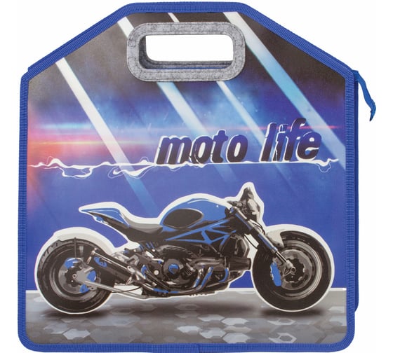 Папка ЮНЛАНДИЯ Motolife с ручками 1 отделение, 35x34x13 см, молния сверху 270351