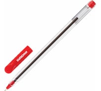 Шариковая ручка ЮНЛАНДИЯ КЛАССНАЯ масляная, красная, прозрачный корпус, 0.7 мм, линия 0.35 мм 143533