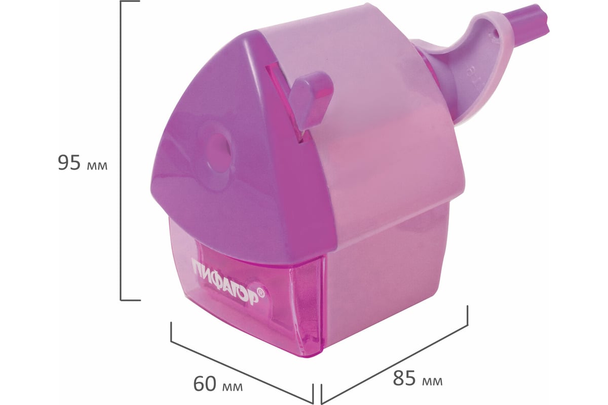 Механическая точилка ПИФАГОР Домик гнома, корпус розовый 270424