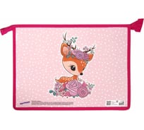 Папка для тетрадей ЮНЛАНДИЯ Fawn А4, 1 отделение, картон/пластик, глиттер, молния сверху 270103