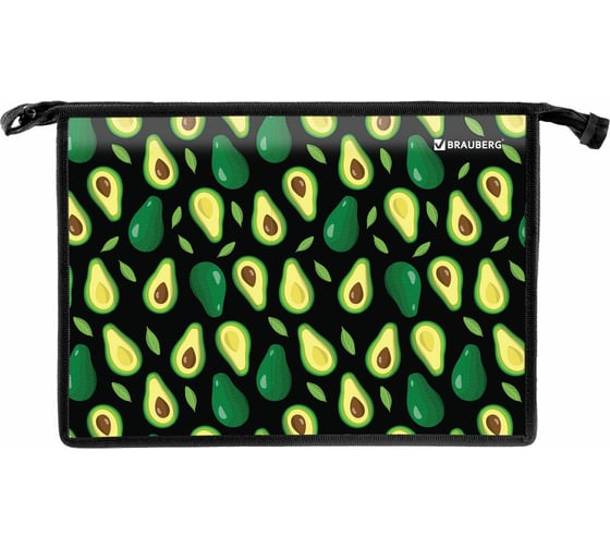 Папка для труда BRAUBERG Avocado А4, 2 отделения, молния сверху, органайзер 270152