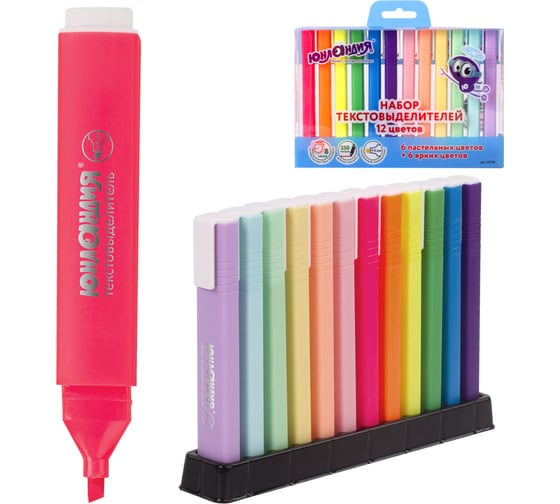 Набор текстовыделителей ЮНЛАНДИЯ COLORSTAR 12 шт, ассорти, линия 1-4 мм 151718