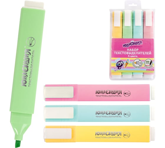 Набор текстовыделителей ЮНЛАНДИЯ COLORSTAR PASTEL 4 шт, ассорти, линия 1-4 мм 151716