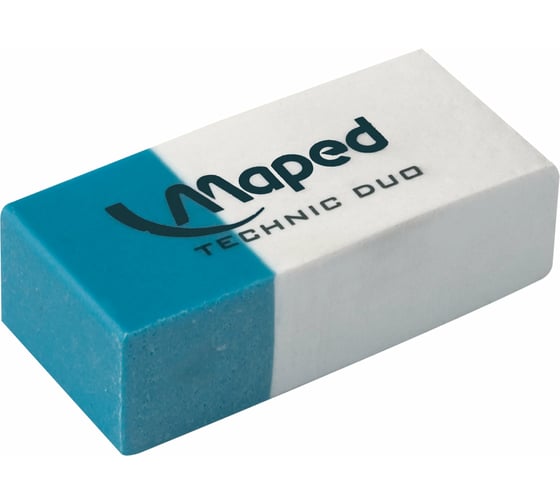 Ластик MAPED Technic Duo, 39х17.6х12.1 мм, бело-синий, прямоугольный 227330