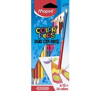 Двусторонние карандаши MAPED Франция Color'Peps Duo 12 штук, 24 цвета, трехгранные 180881