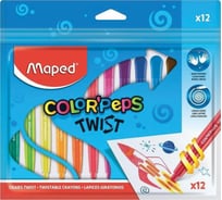 Восковые мелки MAPED Color'peps Twist Франция 12 цветов, выкручивающиеся, в пластиковом корпусе 228768