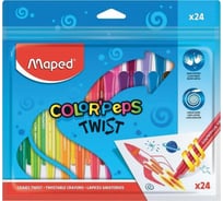 Восковые мелки MAPED Color'peps Twist Франция 24 цвета, выкручивающиеся, в пластиковом корпусе 228769