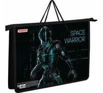 Папка на молнии Пифагор Space warrior с ручками, А4, 1 отделение, пластик, ручки-шнурок 270866