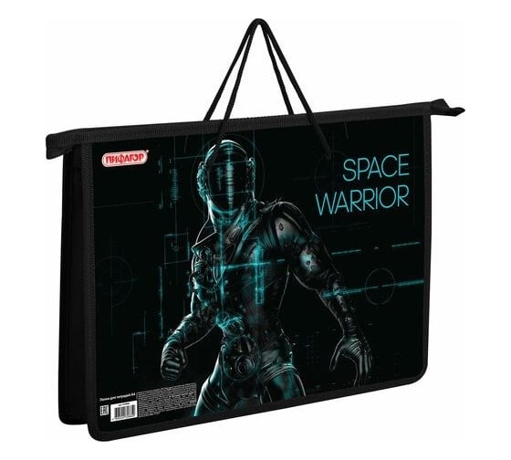 Папка на молнии Пифагор Space warrior с ручками, А4, 1 отделение, пластик, ручки-шнурок 270866 1