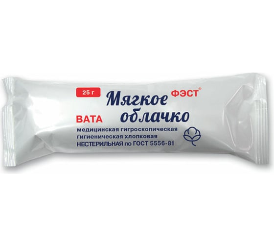 Гигиеническая вата ФЭСТ 25 гр., собст. пр-ва 2678