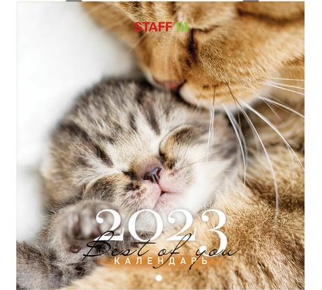 Настенный перекидной календарь Staff КОШКИ на 2023 г, 12 листов, 29x29 см 114276