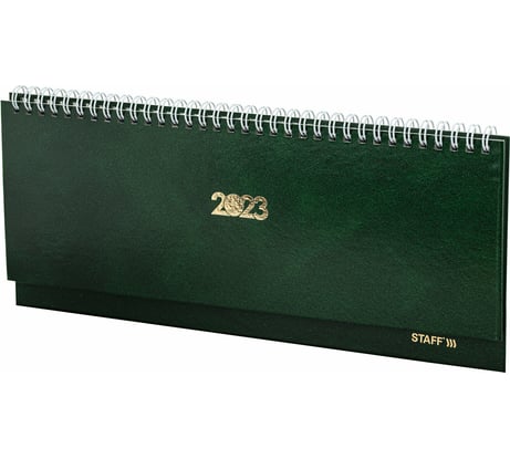 Датированный планинг Staff на 2023 112x285 мм, гребень, обложка бумвинил, 64 листа, зеленый 114202