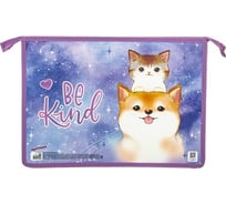 Папка для тетрадей ЮНЛАНДИЯ Happy time А4, 1 отделение, картон/пластик, блестки, на молнии 270860