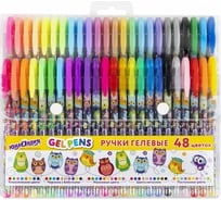Гелевые ручки ЮНЛАНДИЯ НАБОР 48 ЦВЕТОВ корпус с печатью, узел 1 мм, линия 0.5 мм 143820