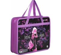 Папка на молнии с ручками BRAUBERG А4, 1 отделение, пластик, 80 мм, Spring mood 270869