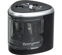 Электрическая точилка BRAUBERG DUAL для 2 диаметров карандашей, 4 батарейки АА, черная 270581