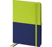 Блокнот BRAUBERG А5, 148x218мм, DUO, под кожу, с резинкой, 80л, клетка, зеленый/фиолетовый 113430