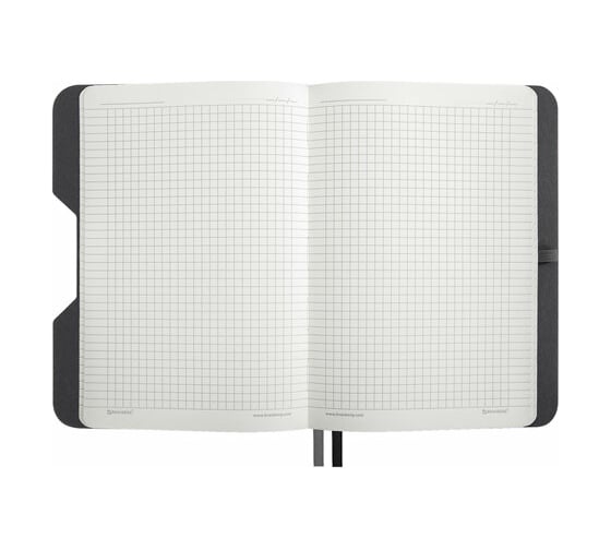 Блокнот BRAUBERG А5, 162x218мм, NOTE, под кожу, софт-тач, с резинкой, 80л, клетка, серый 113440