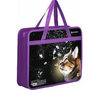 Папка на молнии с ручками BRAUBERG А4, 1 отделение, пластик, 80 мм, Dream cat 270868