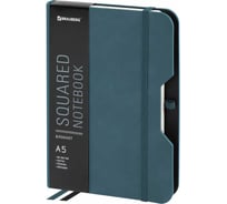 Блокнот BRAUBERG А5, 162x218мм, NOTE, под кожу, софт-тач, с резинкой, 80л, клетка, светло-серый 113441