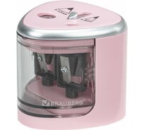 Электрическая точилка BRAUBERG DUAL для 2 диаметров карандашей, 4 батарейки АА, розовая 270579