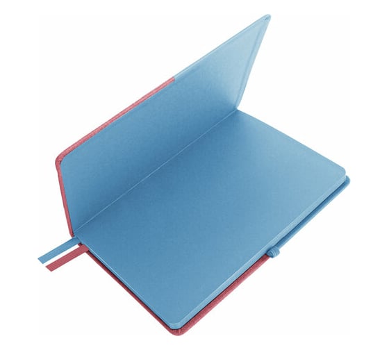 Блокнот BRAUBERG А5, 148x218мм, DUO, под кожу, с резинкой, 80л, клетка, голубой/розовый 113432