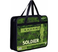 Папка на молнии с ручками BRAUBERG А4, 1 отделение, пластик, 80 мм, Soldier 270870