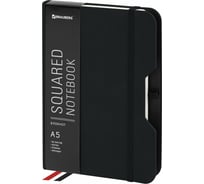 Блокнот BRAUBERG А5, 162x218мм, NOTE, под кожу, софт-тач, с резинкой, 80л, клетка, черный 113437